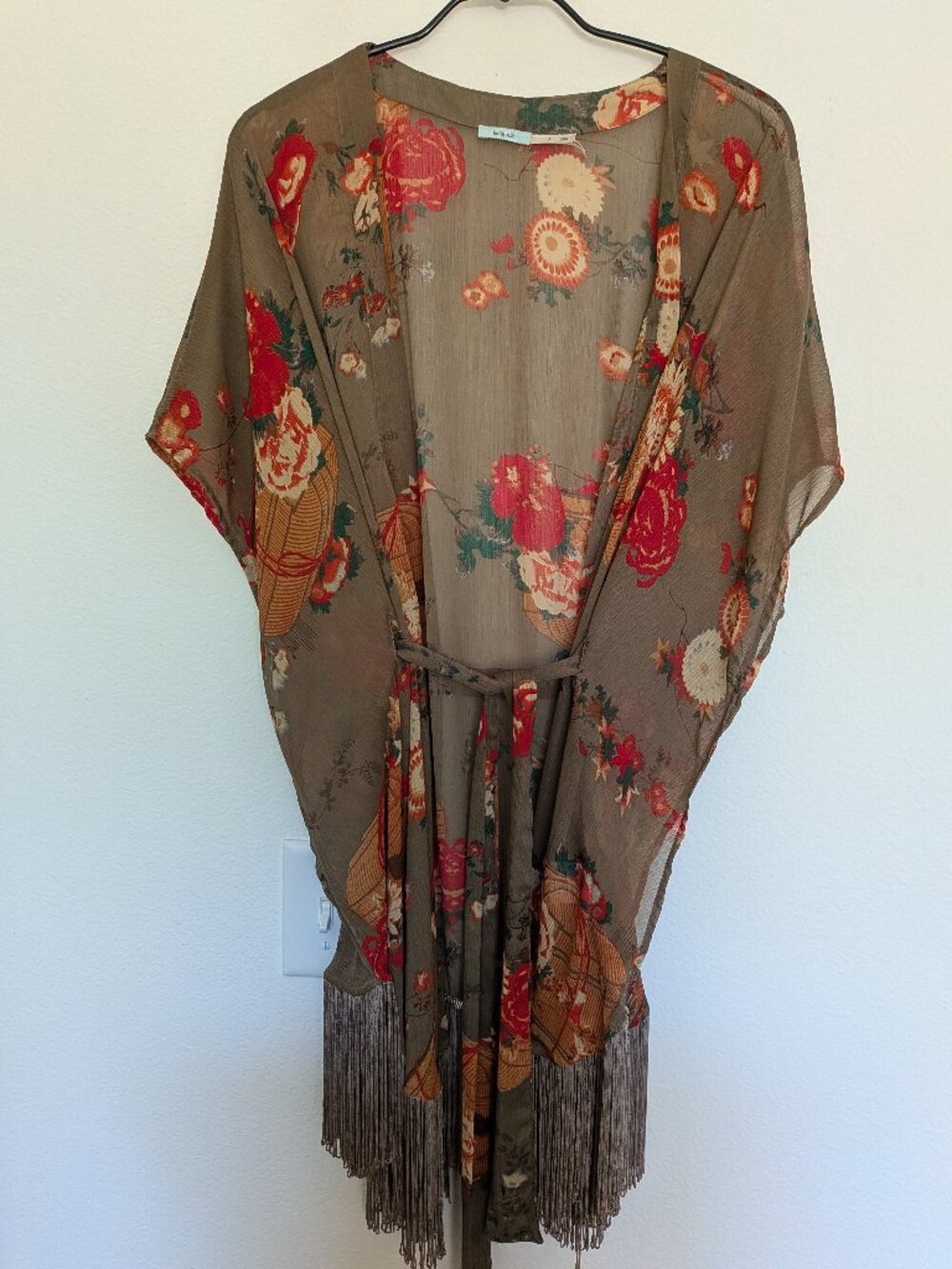 Kimchi Blue Urban Outfitters Bird Cage Floral Duster Kimono Cardigan Small